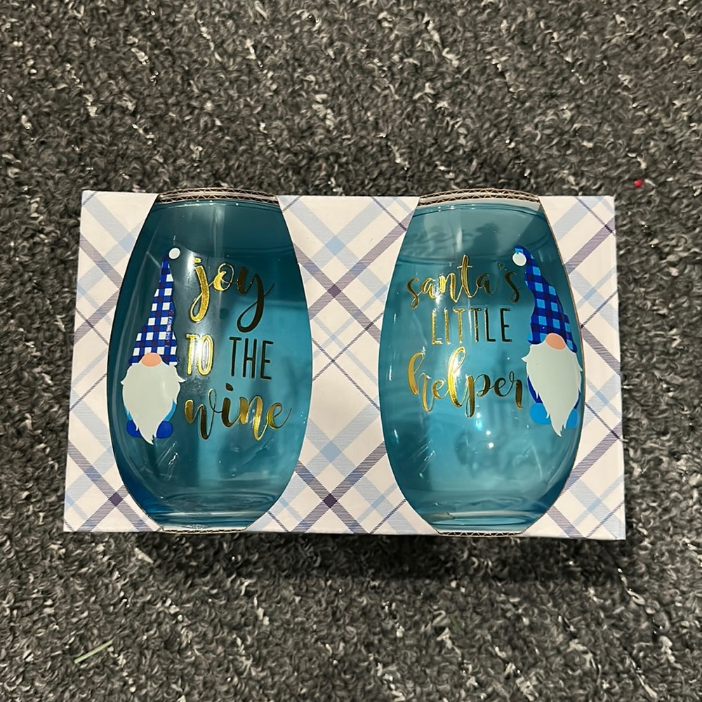 Brand new TMD stemless wine set of 2 Glasses